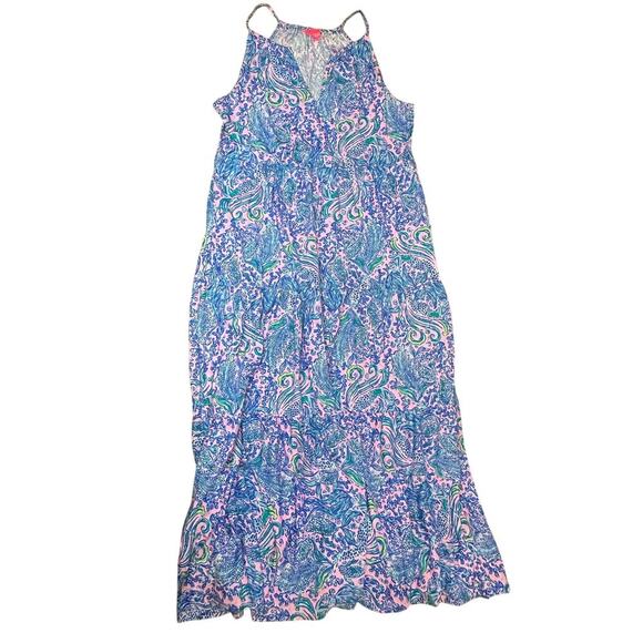 Lilly Pulitzer Maribella Halter Maxi Dress LILAC ROSE WE MEMAID IT Size Large - Picture 2 of 11